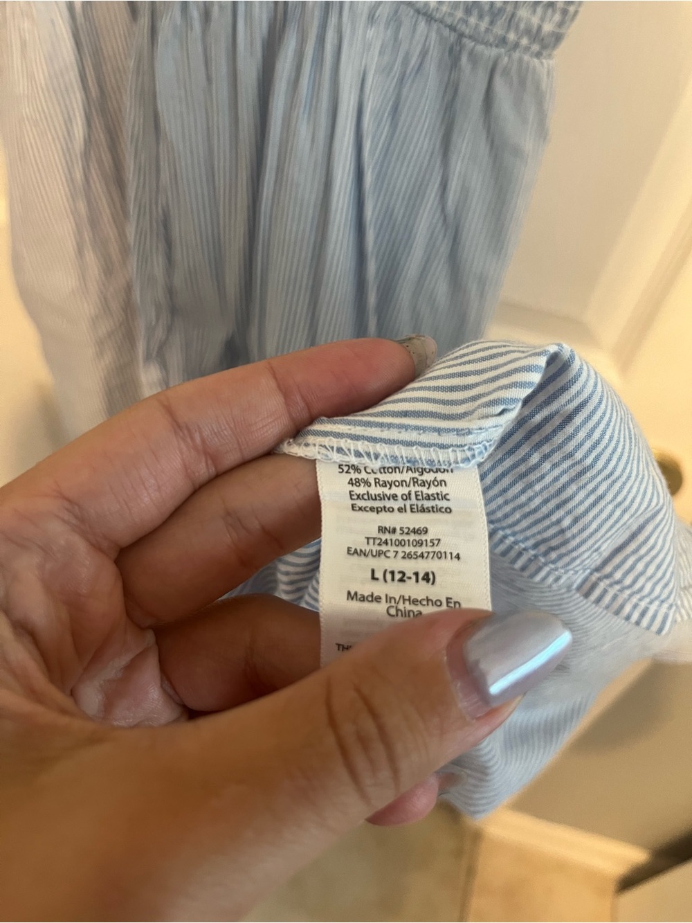 Time and Tru Light Blue Smocked Sundress with Stripes - Picture 9 of 9